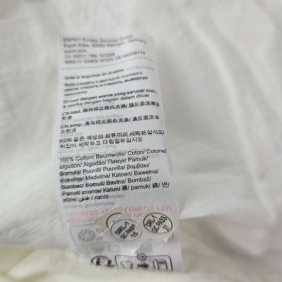 ESPRIT Button Minimalist 10 Belted Midi Shirt Dress 100% Cotton White W/Slip NWT - Picture 7 of 12